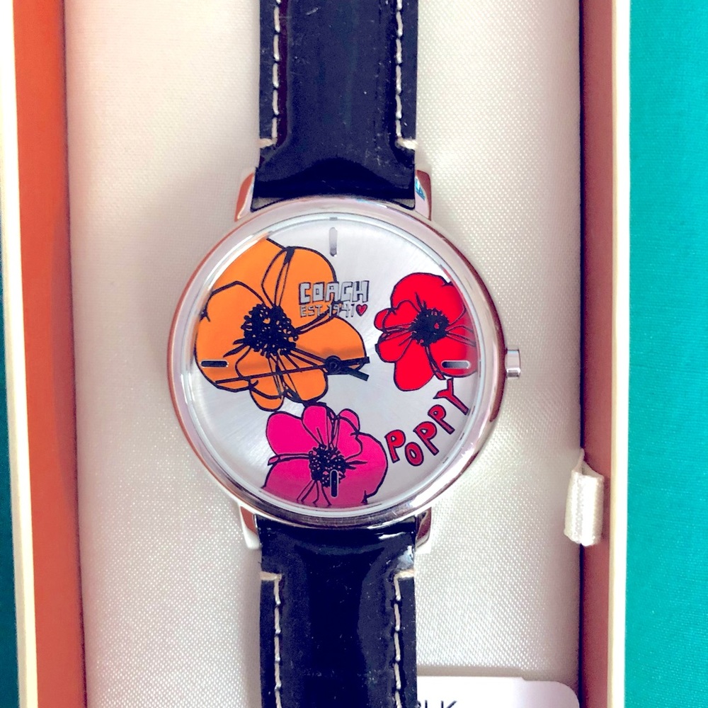 Authentic NWT In Box Coach Poppy Black Watch-Style V888